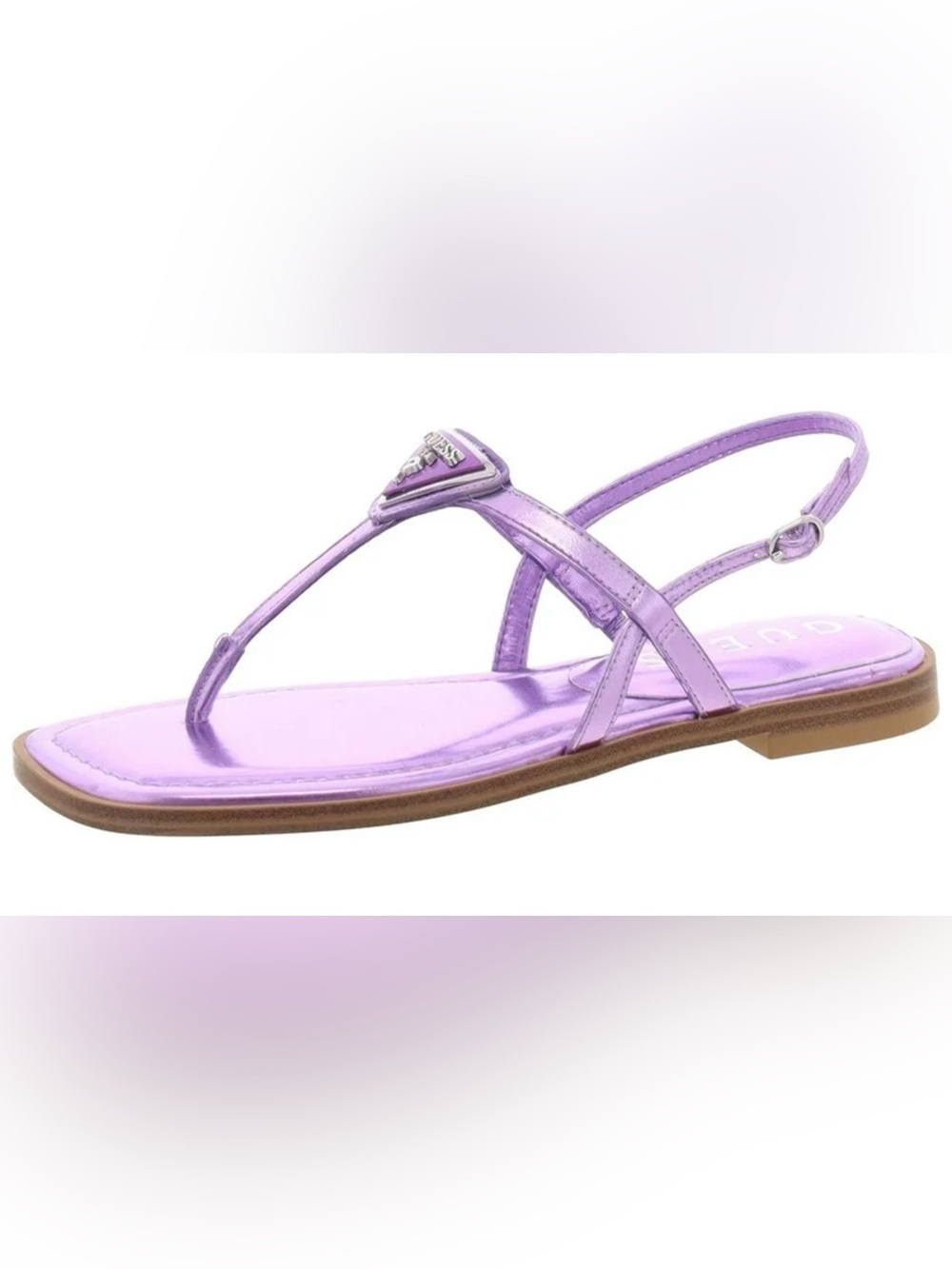 GUESS Rainey Metallic Purple T-Strap Flat Sandal NIB Size 7.5